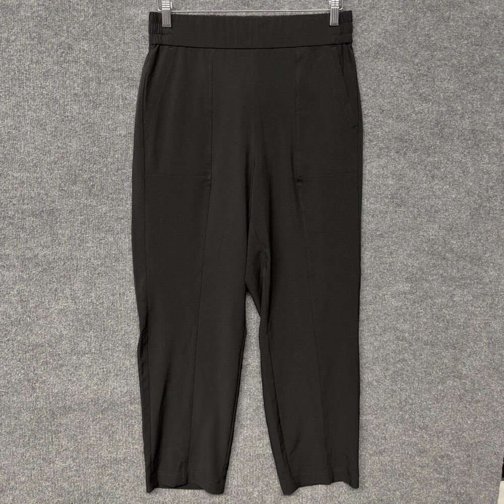 Lou & Grey Cropped Pants Women M Black Pull On Stretch Relaxed Fit Casual Preppy